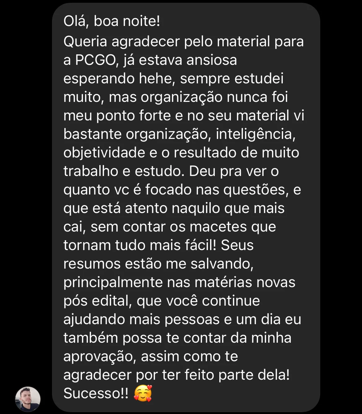 Aprovação de aluno do Método CERRADO 8