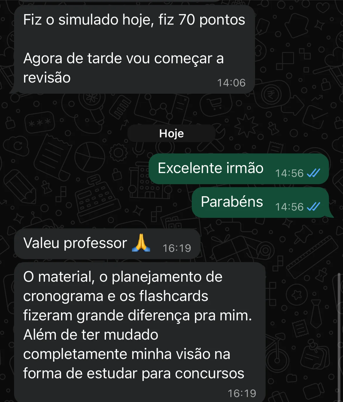 Aprovação de aluno do Método CERRADO 9
