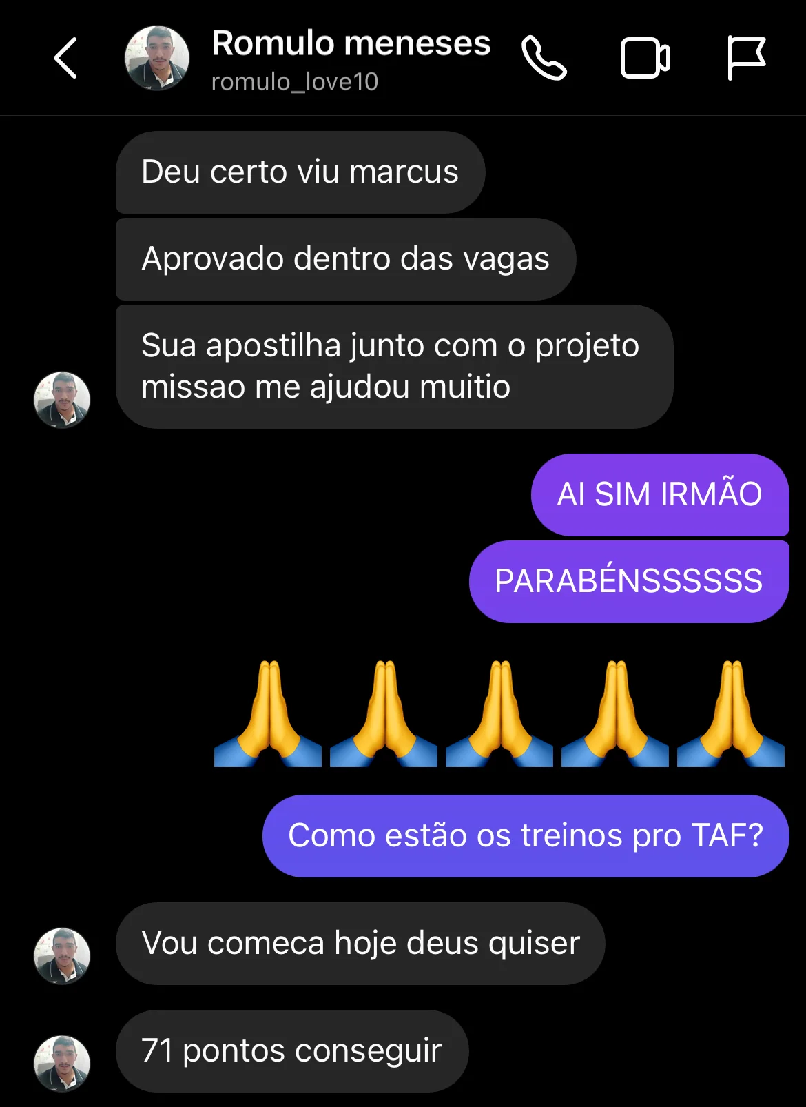 Aprovação de aluno do Método CERRADO 11