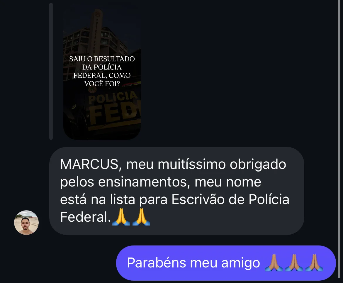 Aprovação de aluno do Método CERRADO 14