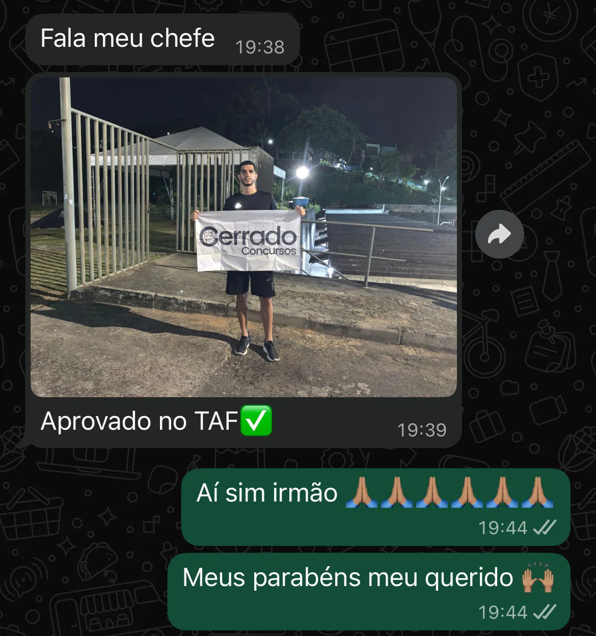 Aprovação de aluno do Método CERRADO 16