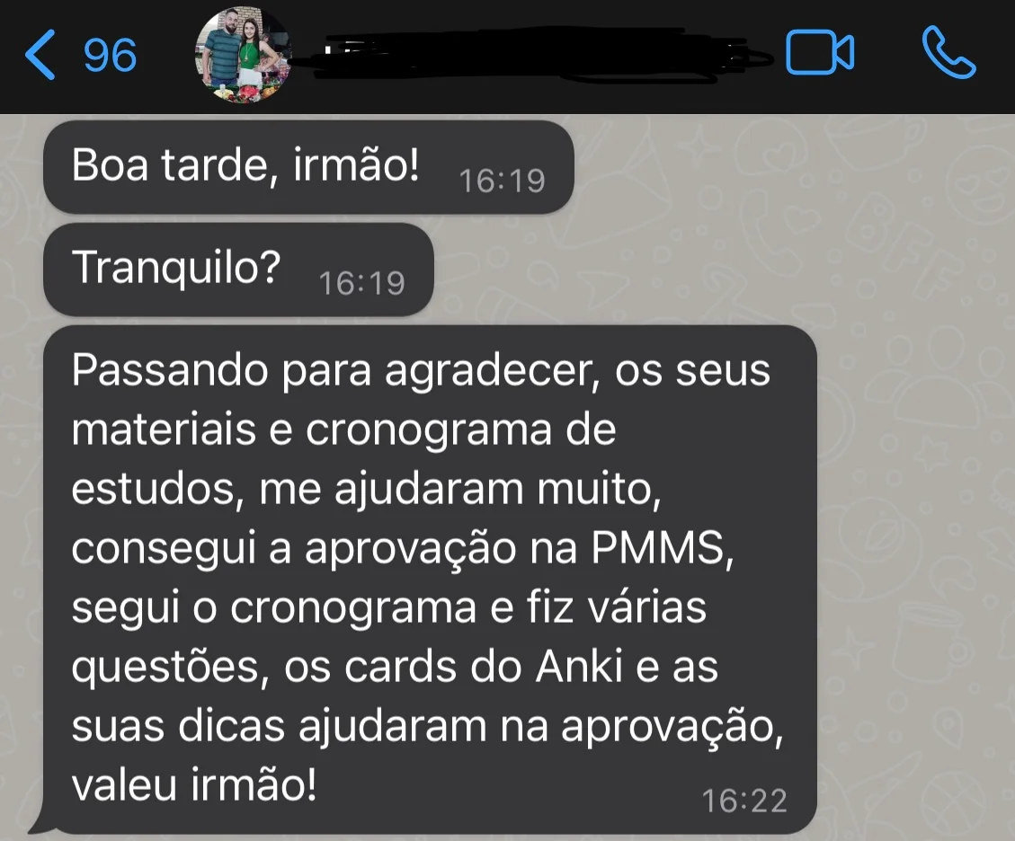 Aprovação de aluno do Método CERRADO 21