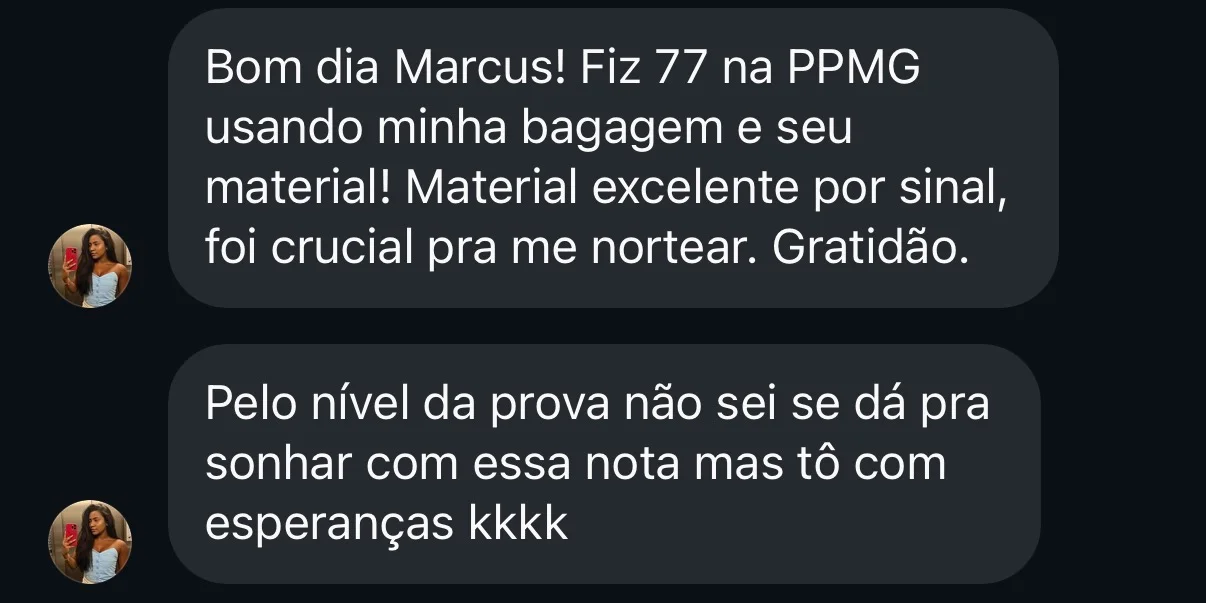 Aprovação de aluno do Método CERRADO 25