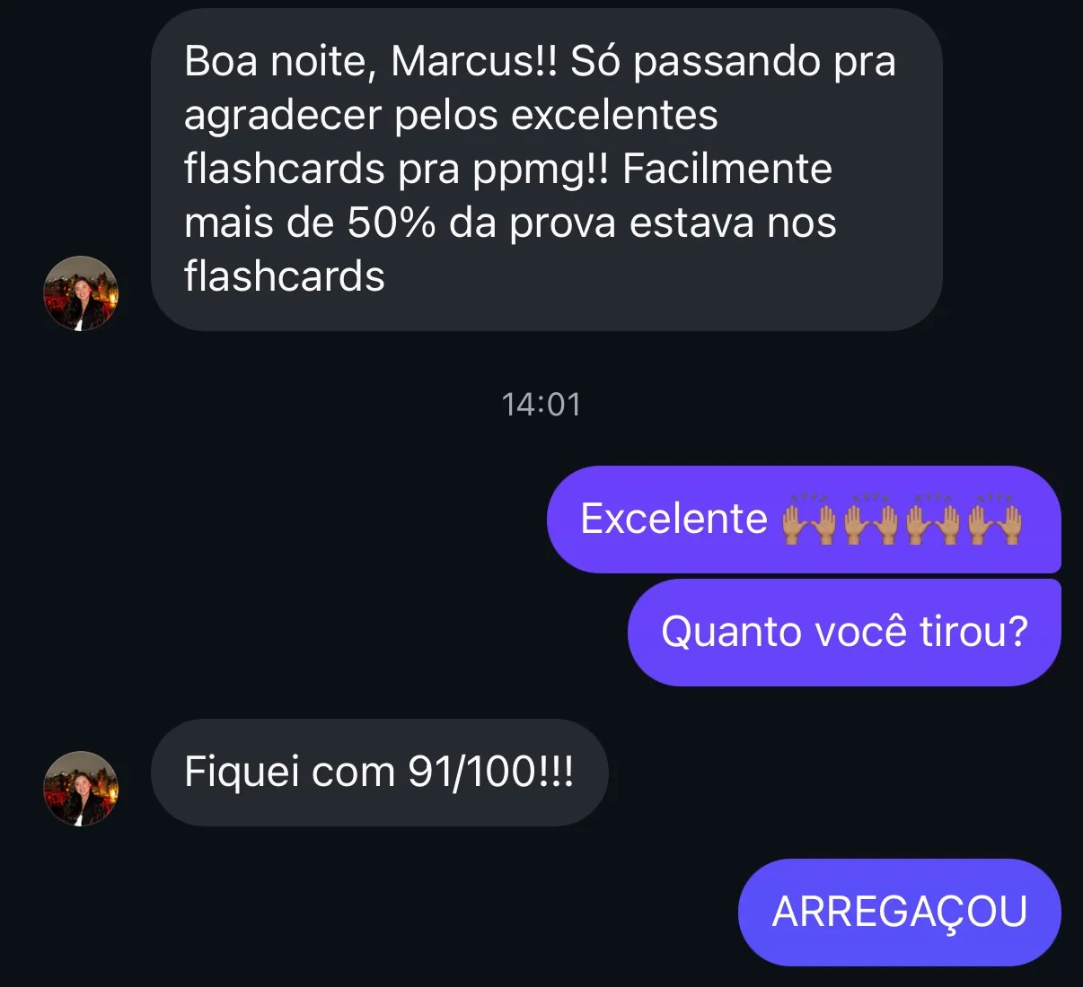 Aprovação de aluno do Método CERRADO 26